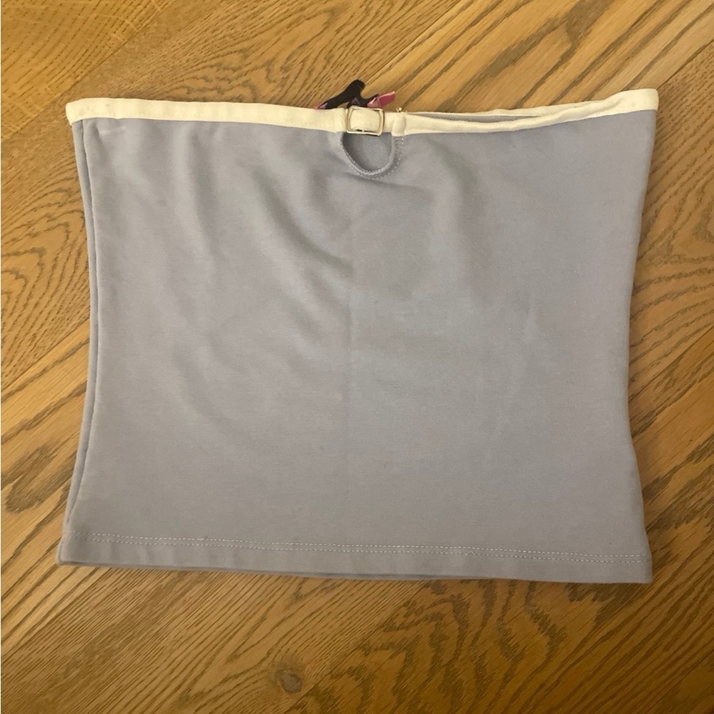 Edikted light blue Tube Top with Cream Trim